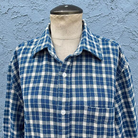 J. Crew Cotton button Down Men's Medium Blue Plaod Shirt - Picture 6 of 8